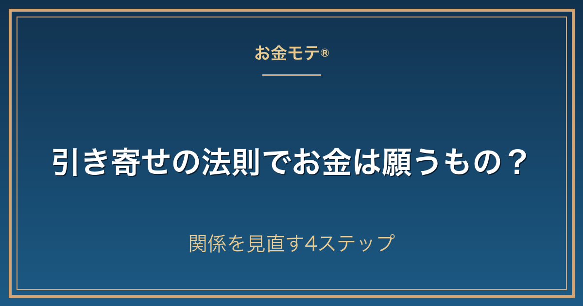 引き寄せの法則でお金は願うもの？関係を見直す4ステップ